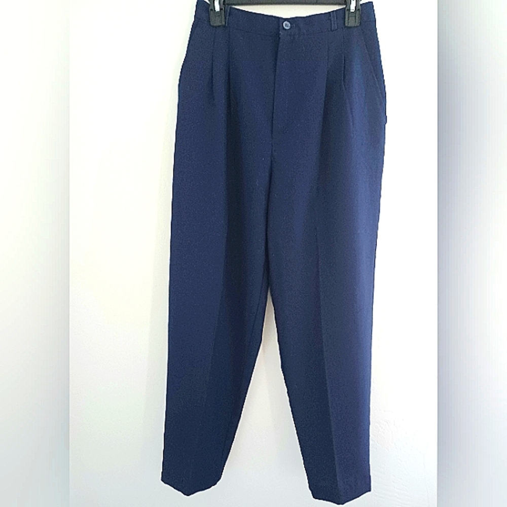 Christy Girl High-rise Pleated Navy Pants